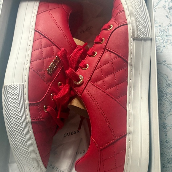 Guess Red Quilted Lace-Up Sneakers - Picture 4 of 6